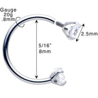Double Gem Horseshoe Nose Ring Kit with Ball Grabber