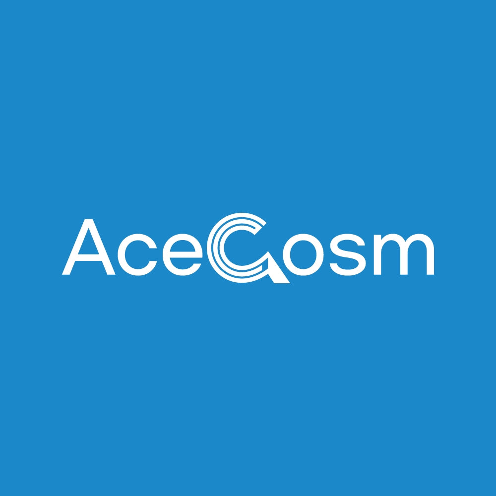 Logo of AceGosm on a blue background